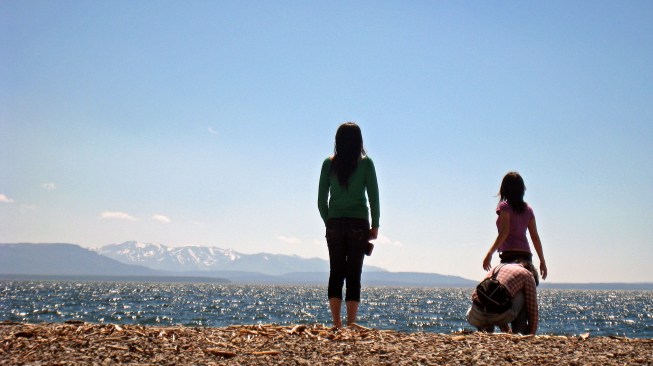 Tourists in Yellowstone National Park