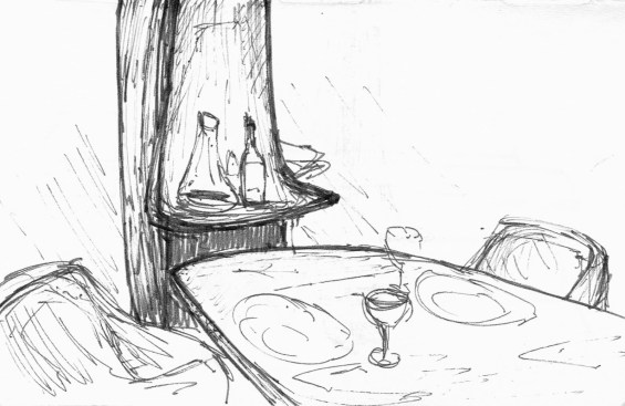 Sketch+-+decanter+at+table.