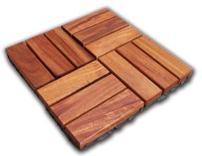For $100 you can get a little more than 14 square feet of this masaranduba hardwood windmill-style deck tile. The&nbsp;UV-resistant piece features an interlocking base that snaps together for easy installation. It’s priced at $6.99 per 11.5-inch-by-11.5-inch tile. 
www.hardwoodhome.com.