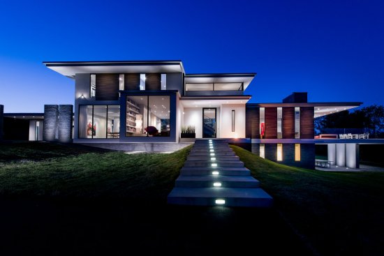 Walker Road modern house exterior and front walkway