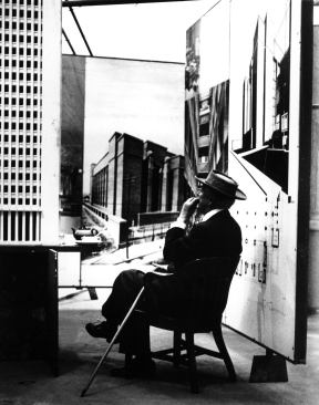 One of Guerrero's favorite photos is of Wright in the site where the Guggenheim Museum would go up in New York, "which I photographed without his knowledge," he says.