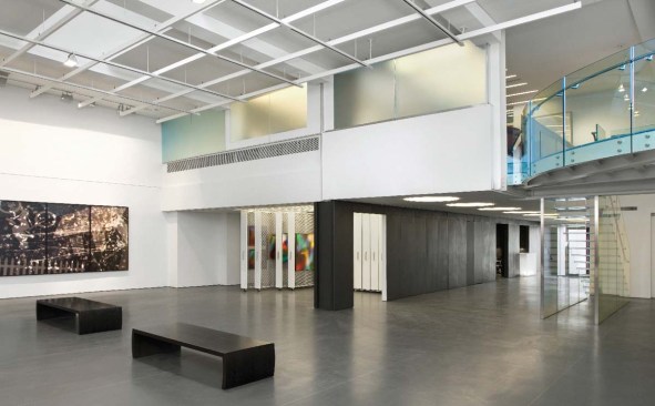 A double-height gallery at the rear of the building. 