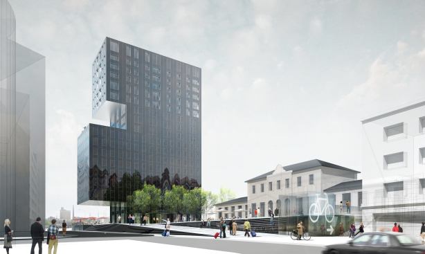 The various programs of the Esplanade Tower are differentiated by volumentric shifts.