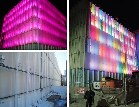 Phases of the LED panel installation.