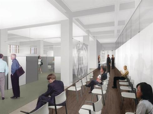 Rendering of the future interior at the Wayne N. Aspinall Federal Building and U.S. Courthouse, which will be complete in 2013.
