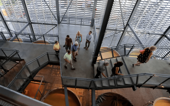 The public passageway allows visitors to meander through the Manufacturing Atrium without interrupting the work going on there.