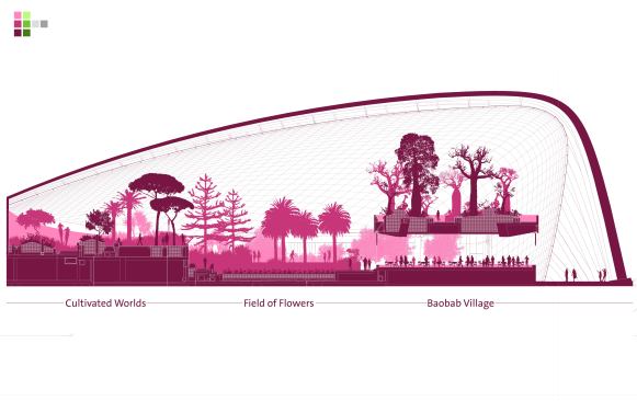 Diagrammatic section of Flower Dome.