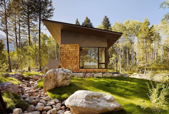An existing creek just outside the home provides a constant, relaxing sound effect for the Carneys and their guests.