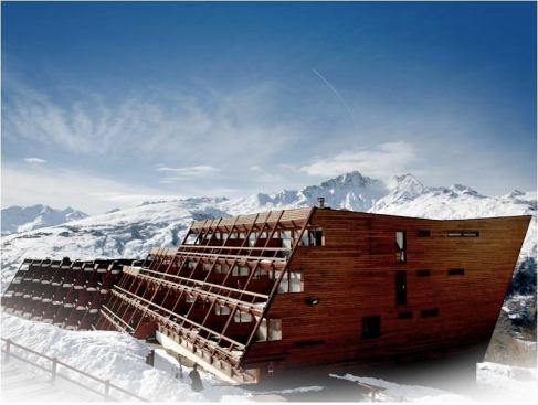 La Cascade, 1969, a residential building at Arcs 1600 designed by Charlotte Perriand and Guy Rey-Millet. Each of the developments at Les Arcs is named according to its altitude.