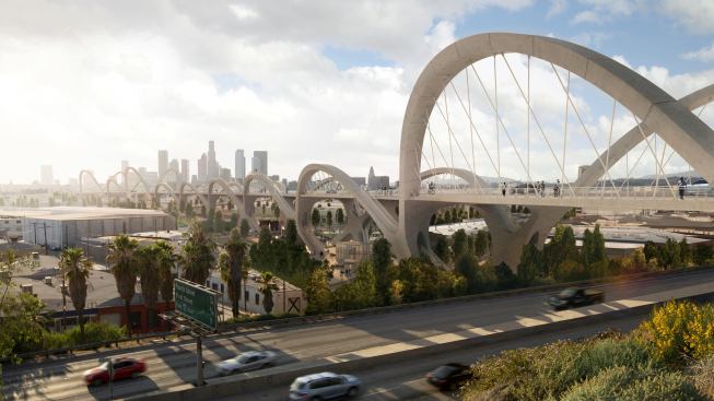 The 6th Street Viaduct will cross the 101 Freeway, spanning from Boyle Heights to the eastern edge of downtown Los Angeles.