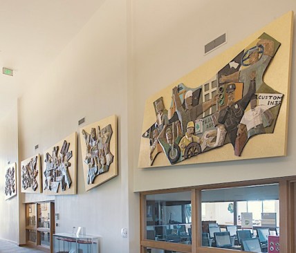 The Isami Enomoto Labor Murals in their new location at the University of Hawaii-West Oahu Center for Labor Education & Research.
