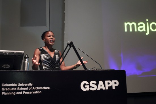 Majora Carter lecturing about the South Bronx