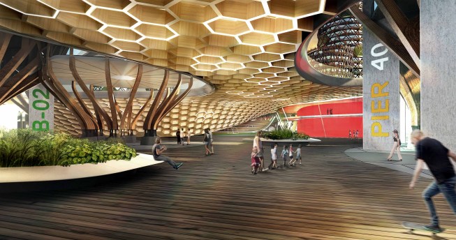 Public, recreational and commercial space below the new landscape deck