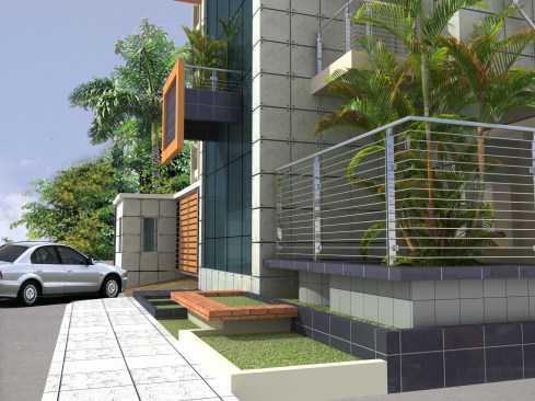 Exterior View from North-West Corner shows an elegant Landscaped Approach of the Project.