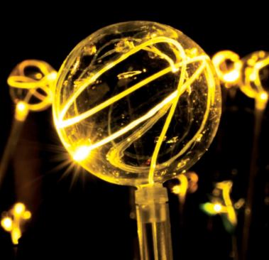 A detail of one of the light orbs in the Forest of Light installation