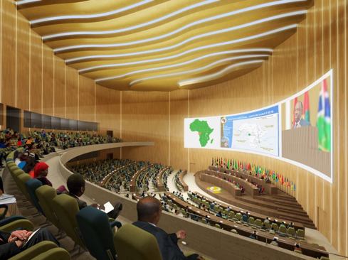 The 1000-seat auditorium can be divided into two smaller spaces to allow for flexibility in event programming.