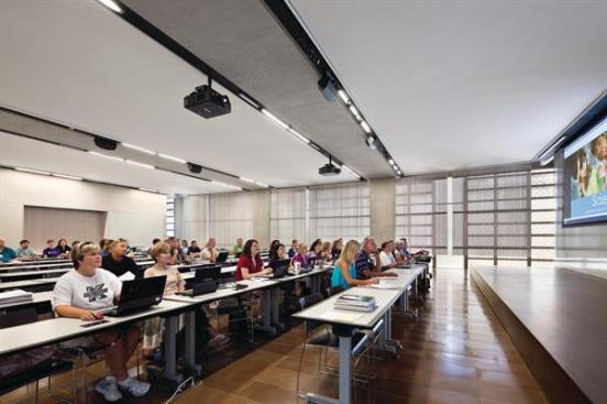 Classrooms offer views out though the varied fa?ade conditions.