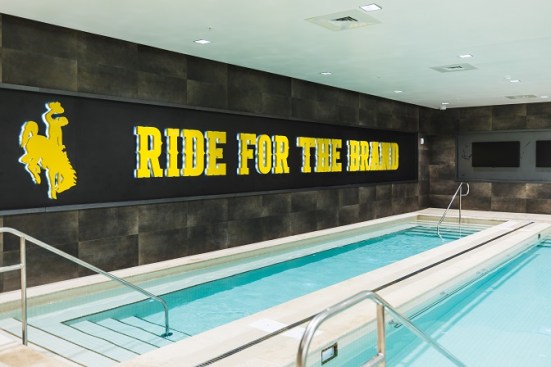 Indoor rehabilitating spa areas inside the facility are branded in true Wyoming fashion