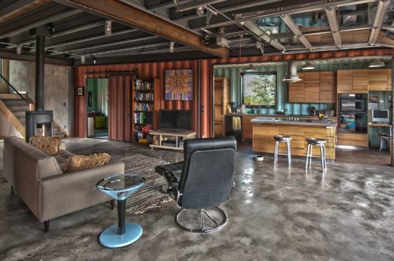 Interior of the Shipping Container House.