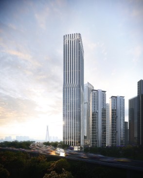 Façade with dynamic string-like lines “Wings of Hope”
