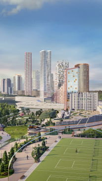 Parkshore BMX and tennis court rooftop Render