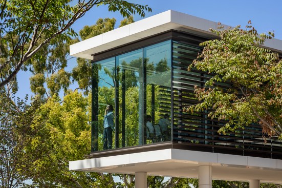 The revitalized courtyard integrates into the landscape of the original campus fabric.
