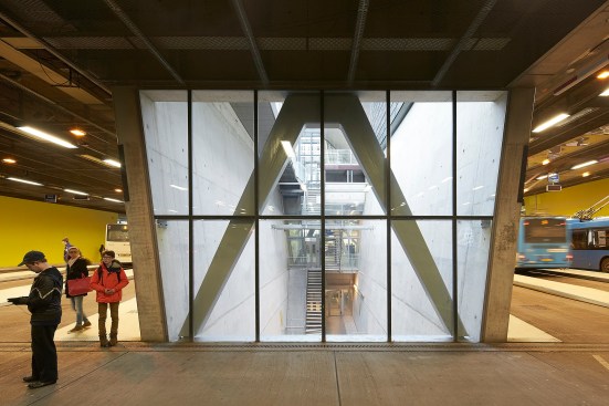 View into lightwell from bus loading