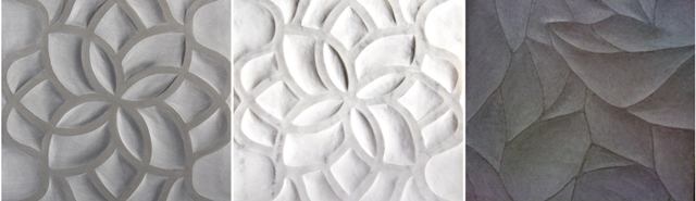 Artistic Tile  The Europeans aren’t the only ones who can do texture. Instead of ceramic, this manufacturer uses bianco carrara and hand-carves&nbsp;sculptural, three-dimensional surfaces in the stone. It’s available in two colors and three designs. 
www.artistictile.com.