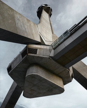 Avala TV Tower in Mount Avala, Serbia, by Uglješa Bogunović, Slobodan Janjić, and Milan Krstić (Originally built in 1960–65, destroyed in 1999 and rebuilt in 2010, photographed in 2016)