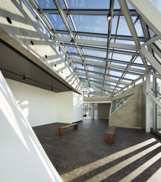 Skylights over a gallery.