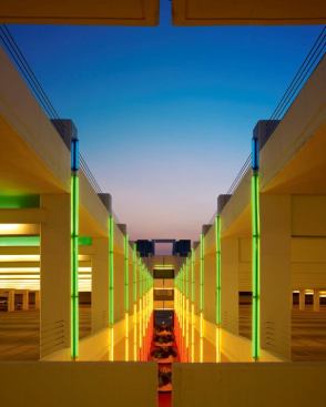 Light and color coordinate with each level of this four-story parking structure on Chesapeake Energy's corporate campus.