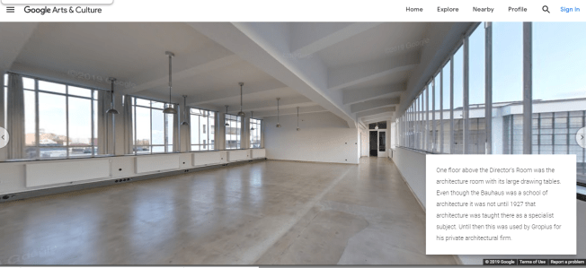 The architecture room in the Bauhaus as seen on the Arts & Culture site