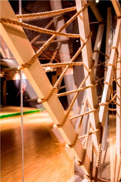 INTERSECTIONS AND CROSSES
A zoomed in view of the free standing metal frames, interlaced with ropes for stability and aesthetics