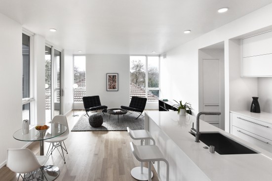 Block 27 contains four units, each outfitted with Ikea and custom cabinets, Grohe kitchen fixtures, and Silestone countertops.  