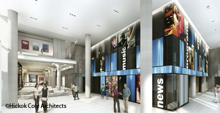 An exhibit space will depict the history of NPR.