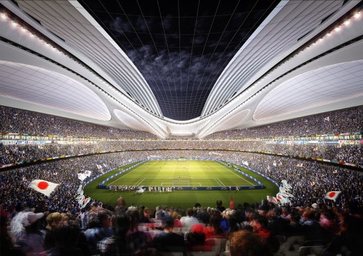 View of a nighttime sporting event.