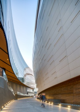 A walkway to the west plaza