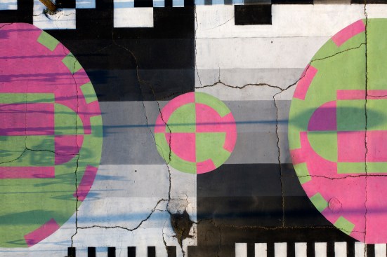 The paint used for the mural is designed to fade in four to six months as the elements erode its pigments.