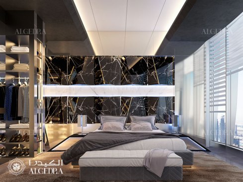 Bedroom in luxury penthouse