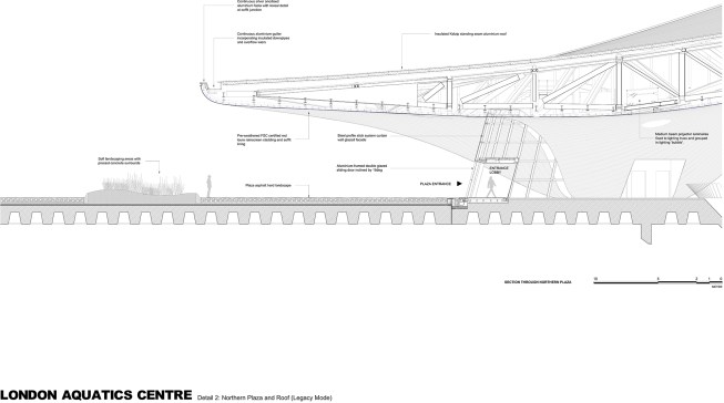 A detail of the fan truss roof structure.