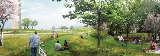 Weiss/Manfredi and Olin's winning competition proposal for the Sylvan Theatre at the Washington Monument also called for restoring native plantingsin Sylvan Grove. 