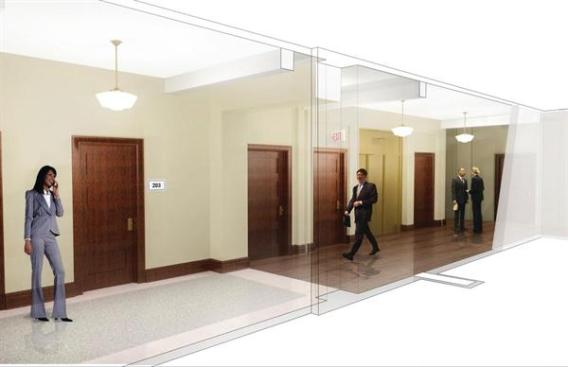 Rendering of a future corridor at the Wayne N. Aspinall Federal Building and U.S. Courthouse, which will be complete in 2013.