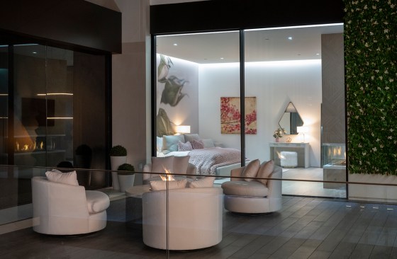Serenity Indian Wells luxury desert mansion guest bedroom with private outdoor terrace