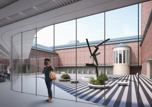 Mecanoo introduces a transparent passage, meandering organically between the buildings of Van der Steur and Bodon. A public passage from city to park and from park to city.
