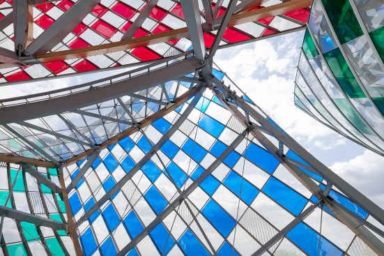 Daniel Buren.  "Observatory of Light," work in situ, Fondation Louis Vuitton, Paris, 2016. Detail.