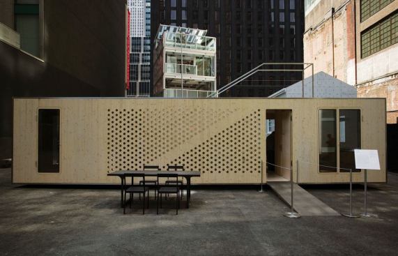 Project: System3
Architects: Kaufmann/R&uuml;f Architects This stackable prototype is a building block that can form larger complexes. The 15-foot-by-38-foot unit is divided into two equal parts: the "serving" space and the "naked" space. The serving space contains the guts of the house—kitchen, bathroom, electricity, internet, laundry, dishwasher, and HVAC. It comes to the site preassembled. The naked space is formed by planar elements, such as a slab, walls, windows, and a roof, that require assembly.