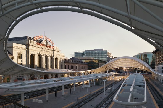 The sculptural train hall at Union Station