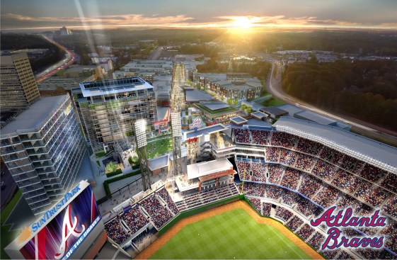 Ballpark and Comcast building from above. (March 17, 2015)
