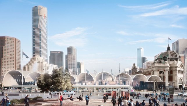 Flinders Street Station from Federation Square.