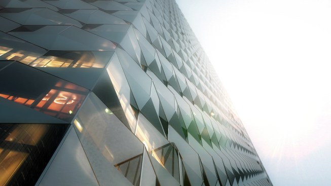 Faceted skin on the fa?ade.